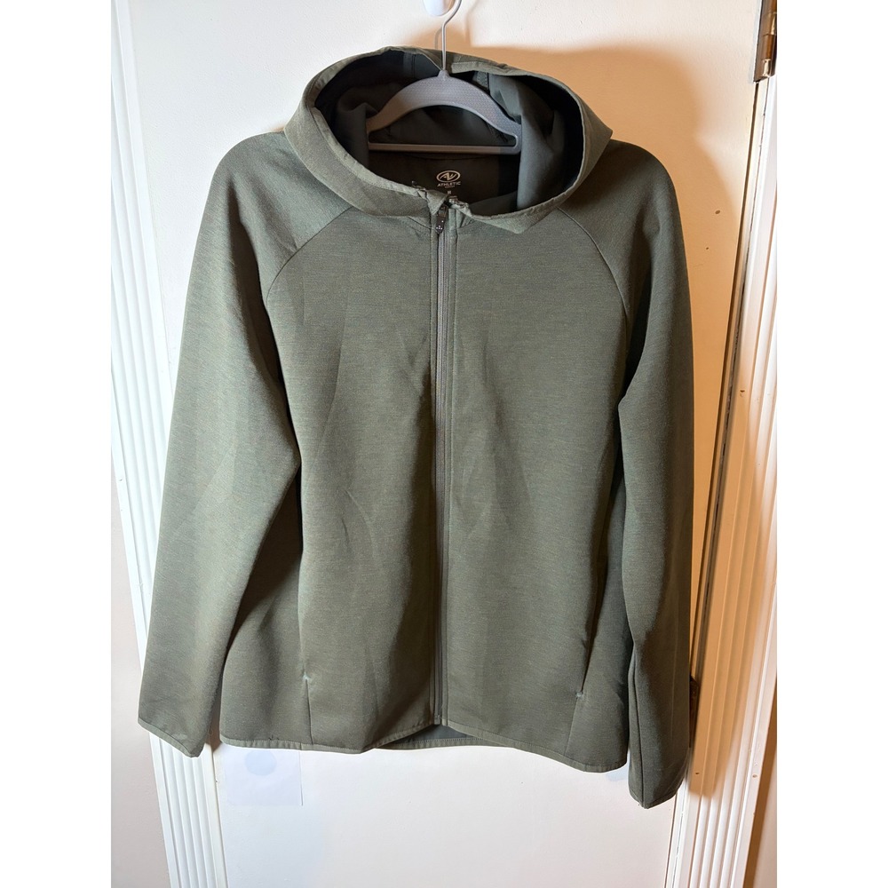Athletic Works Mens Olive Green Full Zip Hooded Performance Jacket AW13530 M